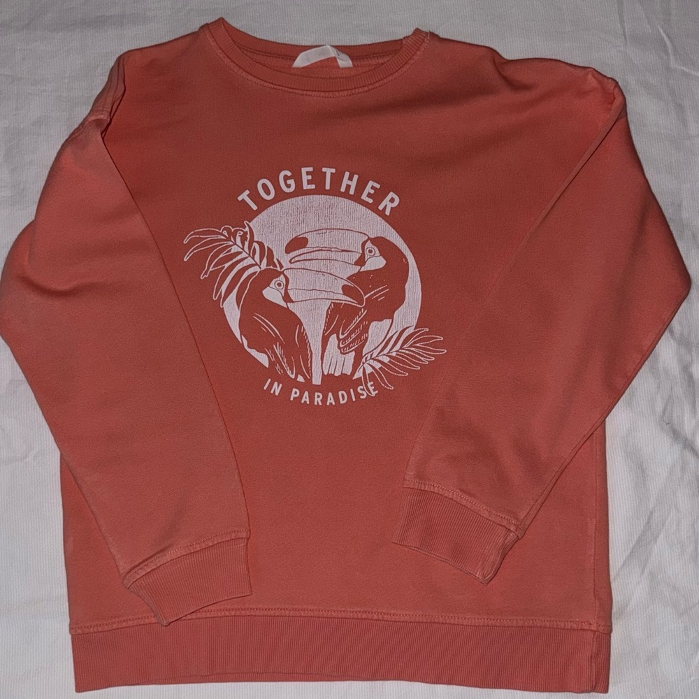 Mango Orange Crewneck Sweater with Graphic Design